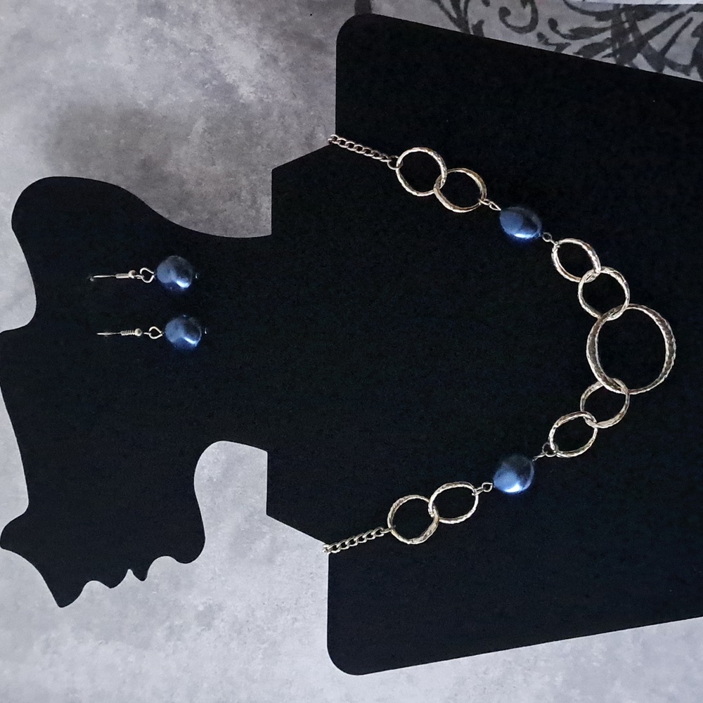Paparazzi "Lead Role" Silvertone and Blue Necklace Set